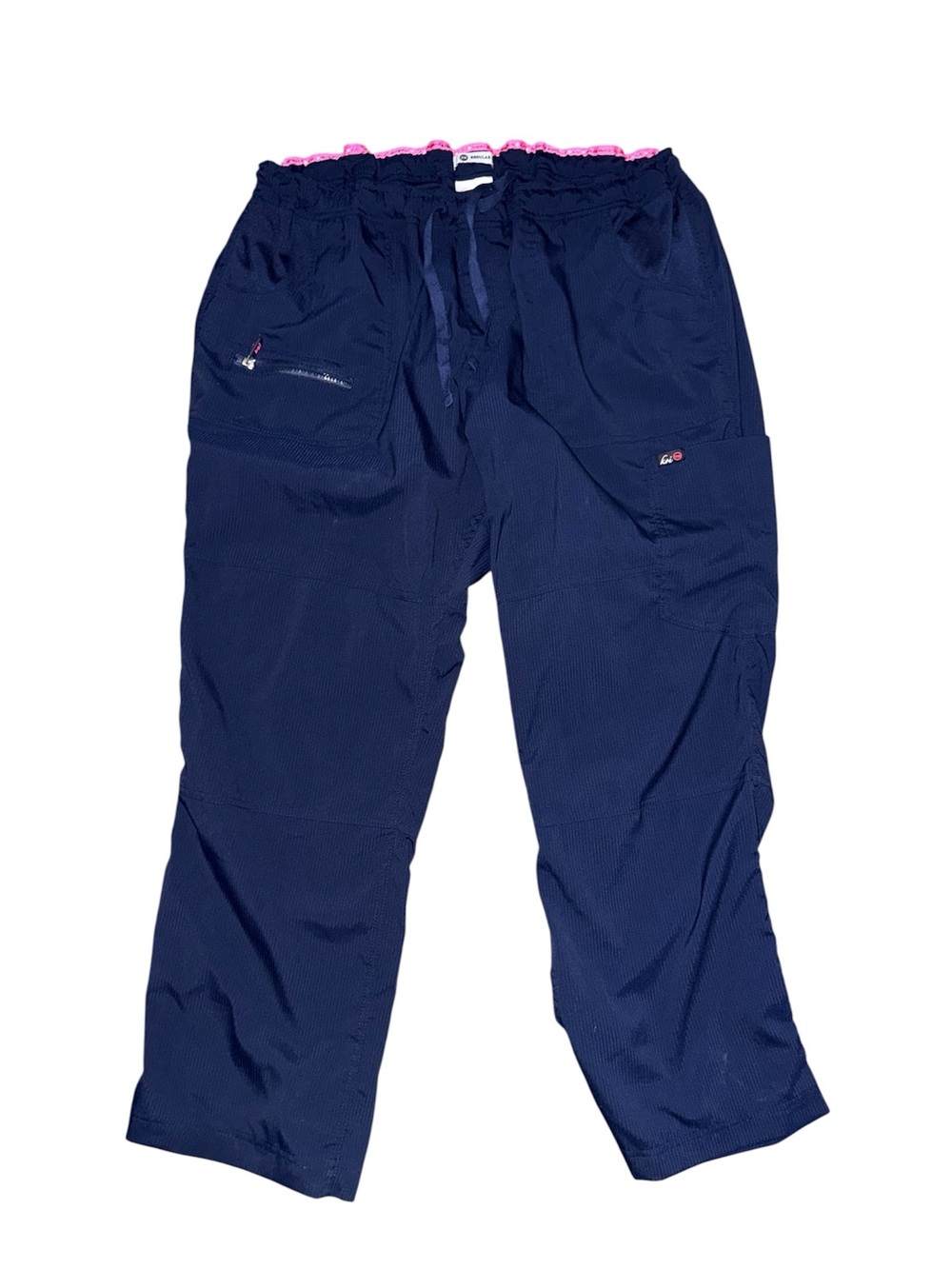 Koi lite Women’s 2X Dobby 721-R Navy Scrub pants with Pink Waist Trim